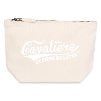 Cavalière et fière de l'être - Pochette zippée en toile 12 x 13 cm - blanc naturel - Devant