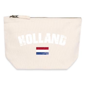 Holland Distressed Typografie - Canvas Reißverschluss-Täschchen (12 x 13 cm) - Naturweiß - Vorne