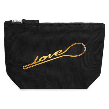 Mit Liebe gekocht - goldener Kochlöffel mit Typo - Canvas Reißverschluss-Täschchen (12 x 13 cm) - Schwarz - Vorne