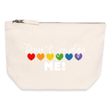 Regenbogenherzchen dont judge me weiss - Canvas Reißverschluss-Täschchen (12 x 13 cm) - Naturweiß - Vorne