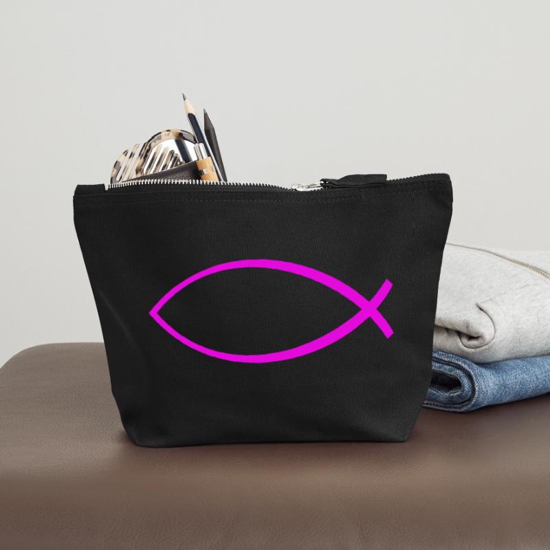 Ichtus fish solid pink Canvas Zip Pouch 12 x 13 cm