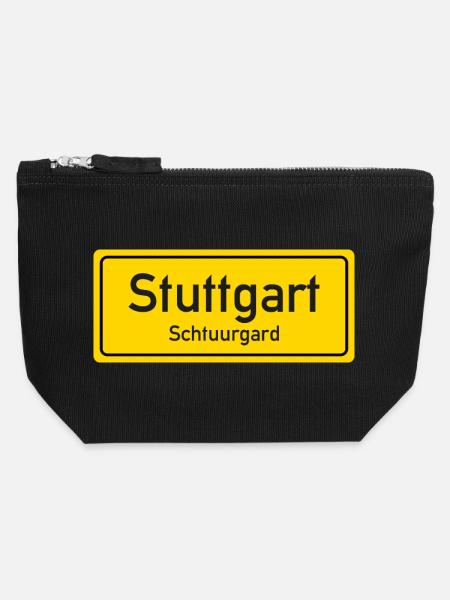 Stuttgart place name sign Germany - Canvas Zip Pouch 12 x 13 cm - black