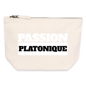 PASSION PLATONIQUE - Humour noir - Pochette zippée en toile 12 x 13 cm - blanc naturel - Devant