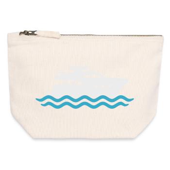 Yacht Silhouette Motorboat - Canvas Zip Pouch 12 x 13 cm - nature - Front