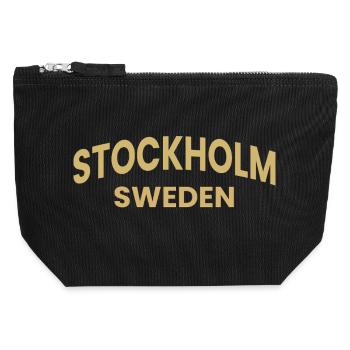 Conception de texte Stockholm – Suède - Pochette zippée en toile 12 x 13 cm - noir - Devant