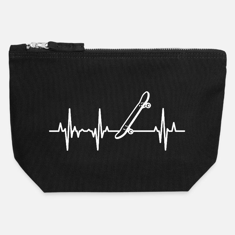 Skateboard ECG Heart Line - CANVAS Accessory Bag size S - black