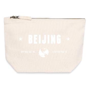 Beijing China Coordinates Planet Earth White - Canvas Zip Pouch 12 x 13 cm - nature - Front
