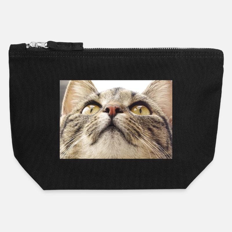 Visage de chat Minka - Pochette zippée en toile 12 x 13 cm - noir