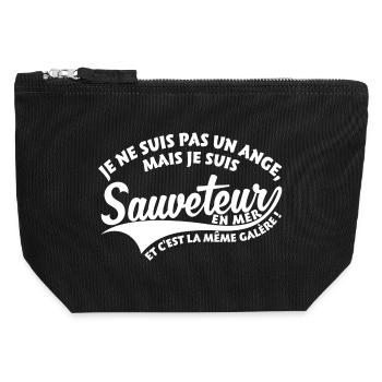 Ange Sauveteur en mer - Pochette zippée en toile 12 x 13 cm - noir - Devant