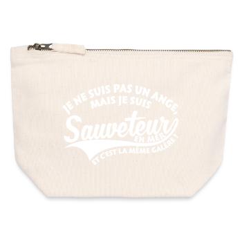 Ange Sauveteur en mer - Pochette zippée en toile 12 x 13 cm - blanc naturel - Devant