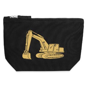 Excavator Driver Silhouette - Construction Equipment Operator - Canvas Zip Pouch 12 x 13 cm - black - Front