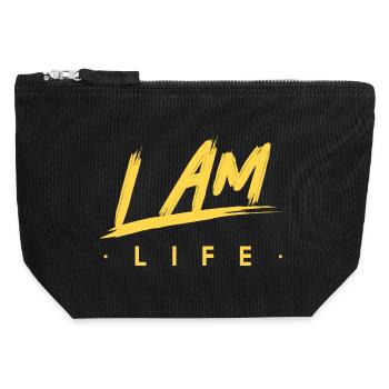 I am life zen motivation - Pochette zippée en toile 12 x 13 cm - noir - Devant