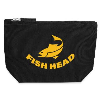 FISH HEAD - Canvas Zip Pouch 12 x 13 cm - black - Front