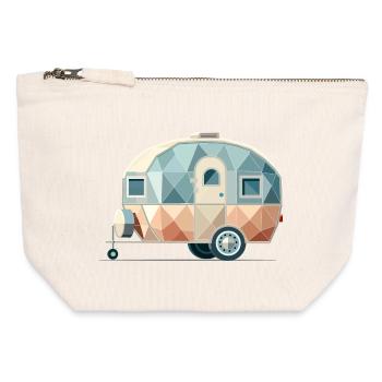 Moderner Wohnwagen – Polygonaler Reisebegleiter - Canvas Reißverschluss-Täschchen (12 x 13 cm) - Naturweiß - Vorne