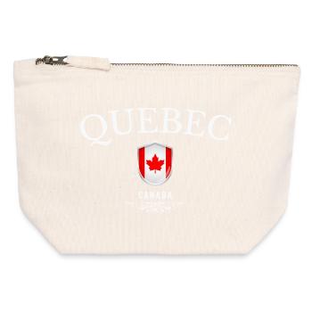 Québec Canada, souvenir Québec - Pochette zippée en toile 12 x 13 cm - blanc naturel - Devant