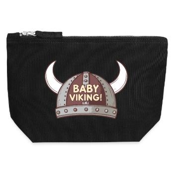 Baby Wikinger Helm - Canvas Reißverschluss-Täschchen (12 x 13 cm) - Schwarz - Vorne