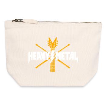 Heavy-Metal-Gitarrenlogo - Canvas Reißverschluss-Täschchen (12 x 13 cm) - Naturweiß - Vorne