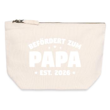 Promu papa 2026 – Annonce de devenir père - Pochette zippée en toile 12 x 13 cm - blanc naturel - Devant