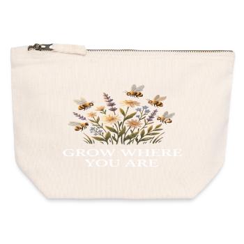 Grow Where You Are Floral Bees Cottagecore Farm - Canvas Zip Pouch 12 x 13 cm - nature - Front