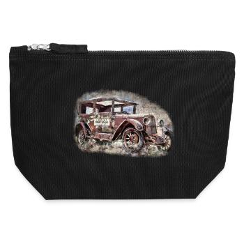 Nostalgic Old American Dream Car - Canvas Zip Pouch 12 x 13 cm - black - Front