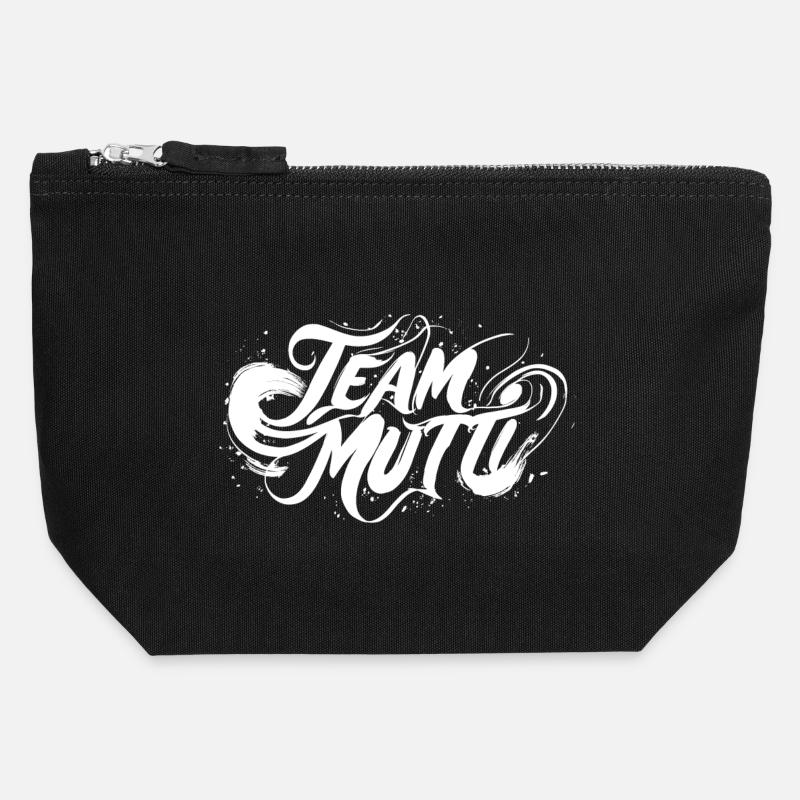 Team Mutti! - Canvas Reißverschluss-Täschchen (12 x 13 cm) - Schwarz
