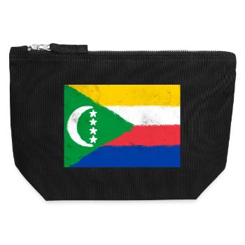 Drapeau des Comores - Pochette zippée en toile 12 x 13 cm - noir - Devant