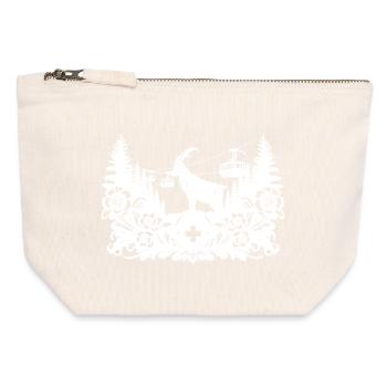 Steinbock_1_white_ - Canvas Zip Pouch 12 x 13 cm - nature - Front