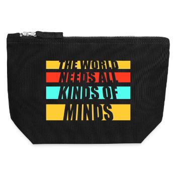 The World Needs All Kinds Of Minds Inspirierend - Canvas Reißverschluss-Täschchen (12 x 13 cm) - Schwarz - Vorne