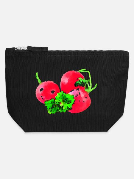 radieschen gemüse speise - Canvas Reißverschluss-Täschchen (12 x 13 cm) - Schwarz