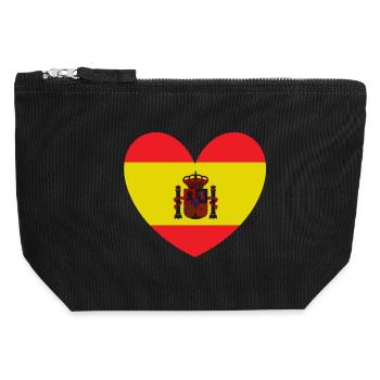 Drapeau du cœur de l’Espagne - Pochette zippée en toile 12 x 13 cm - noir - Devant