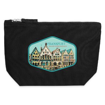 centre historique : Hôtel de ville de Francfort - Pochette zippée en toile 12 x 13 cm - noir - Devant