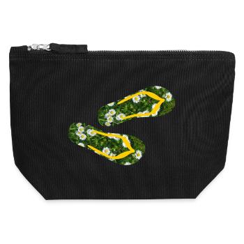Latschen Gänseblümchen Flip Flops Camping Rasen - Canvas Reißverschluss-Täschchen (12 x 13 cm) - Schwarz - Vorne