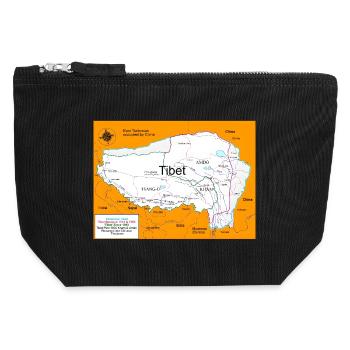 Historical Map of Tibet 1914 - 1950 - Canvas Zip Pouch 12 x 13 cm - black - Front