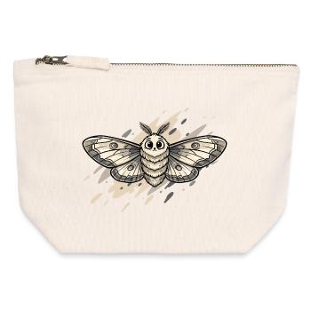 Illustration du papillon de nuit - Pochette zippée en toile 12 x 13 cm - blanc naturel - Devant