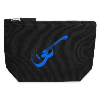Artful Acoustic Guitar Print - Canvas Zip Pouch 12 x 13 cm - black - Front