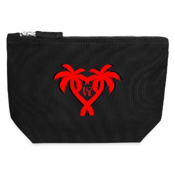 Heart Palm Love Motif - Canvas Zip Pouch 12 x 13 cm - black - Front