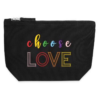 Mois de la fierté - Amour - Pochette zippée en toile 12 x 13 cm - noir - Devant