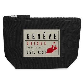 Genève Suisse Friedenskapital Vintage - Canvas Reißverschluss-Täschchen (12 x 13 cm) - Schwarz - Vorne