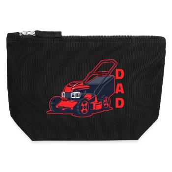 Père tondeuse à gazon - Pochette zippée en toile 12 x 13 cm - noir - Devant