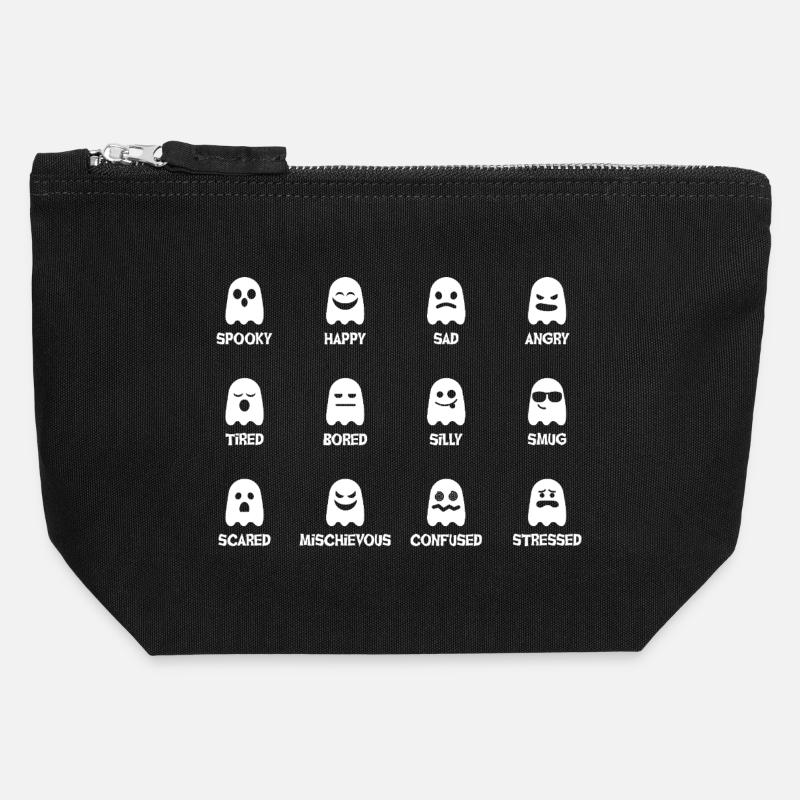 Ghost faces with varying moods - Canvas Zip Pouch 12 x 13 cm - black