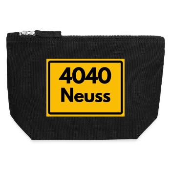 ALTE POSTLEITZAHL PLZ RETRO 4040 STADT NEUSS  - Canvas Reißverschluss-Täschchen (12 x 13 cm) - Schwarz - Vorne
