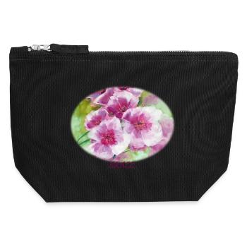Grace – Lebendige Frühlingsblüten-Ellipse - Canvas Reißverschluss-Täschchen (12 x 13 cm) - Schwarz - Vorne
