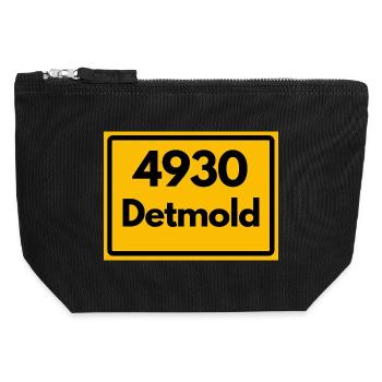ALTE POSTLEITZAHL PLZ RETRO 4930 DETMOLD - Canvas Reißverschluss-Täschchen (12 x 13 cm) - Schwarz - Vorne