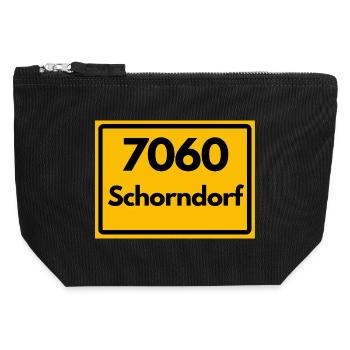 ALTE POSTLEITZAHL PLZ RETRO 7060 SCHORNDORF HEIMAT - Canvas Reißverschluss-Täschchen (12 x 13 cm) - Schwarz - Vorne