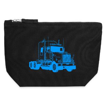 Camion de Transport Industriel Art Déco - Pochette zippée en toile 12 x 13 cm - noir - Devant