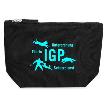 IGP Hundesport - tuerkis - Canvas Reißverschluss-Täschchen (12 x 13 cm) - Schwarz - Vorne