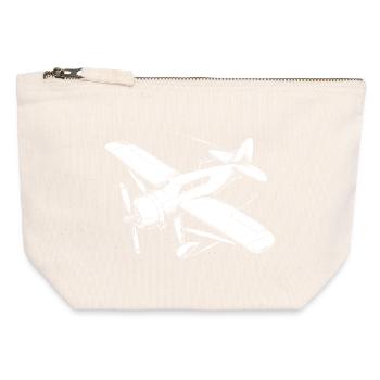 Propeller Plane Drawing - Canvas Zip Pouch 12 x 13 cm - nature - Front