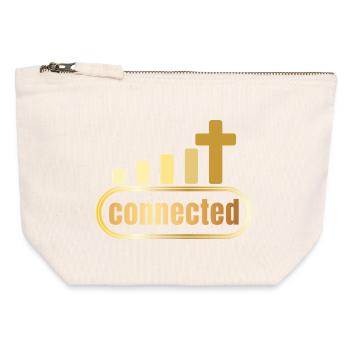 Connected - Kreuz - gold - christlich - Canvas Reißverschluss-Täschchen (12 x 13 cm) - Naturweiß - Vorne