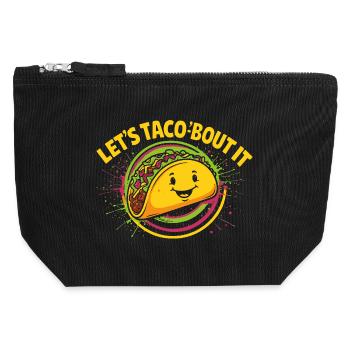 Let’s Taco’bout It – Lustiges Taco Design - Canvas Reißverschluss-Täschchen (12 x 13 cm) - Schwarz - Vorne