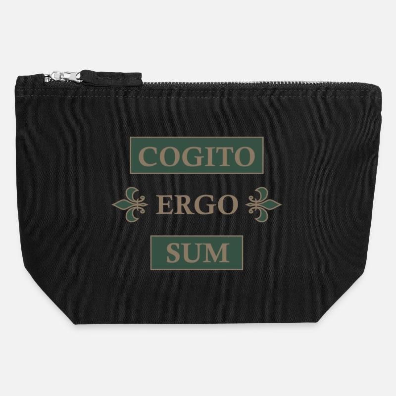 Cogito ergo sum - Canvas Zip Pouch 12 x 13 cm - black
